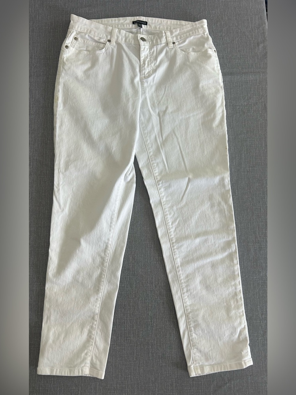 Eileen Fisher Crisp White Ankle Jeans Mid Rise Minimalist Clean Casual